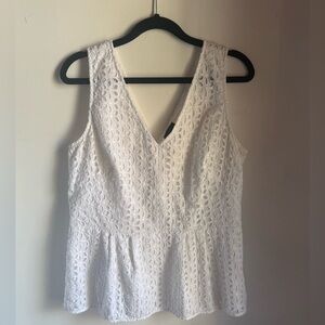 Ann Taylor Elegant White Lace Sleeveless Top